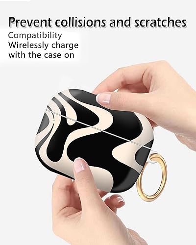 Miniatura 3 de Funda compatible con Airpod Pro de 21 generación con llavero, funda rígida y antideslizante para hombres, mujeres y niñas (beige)