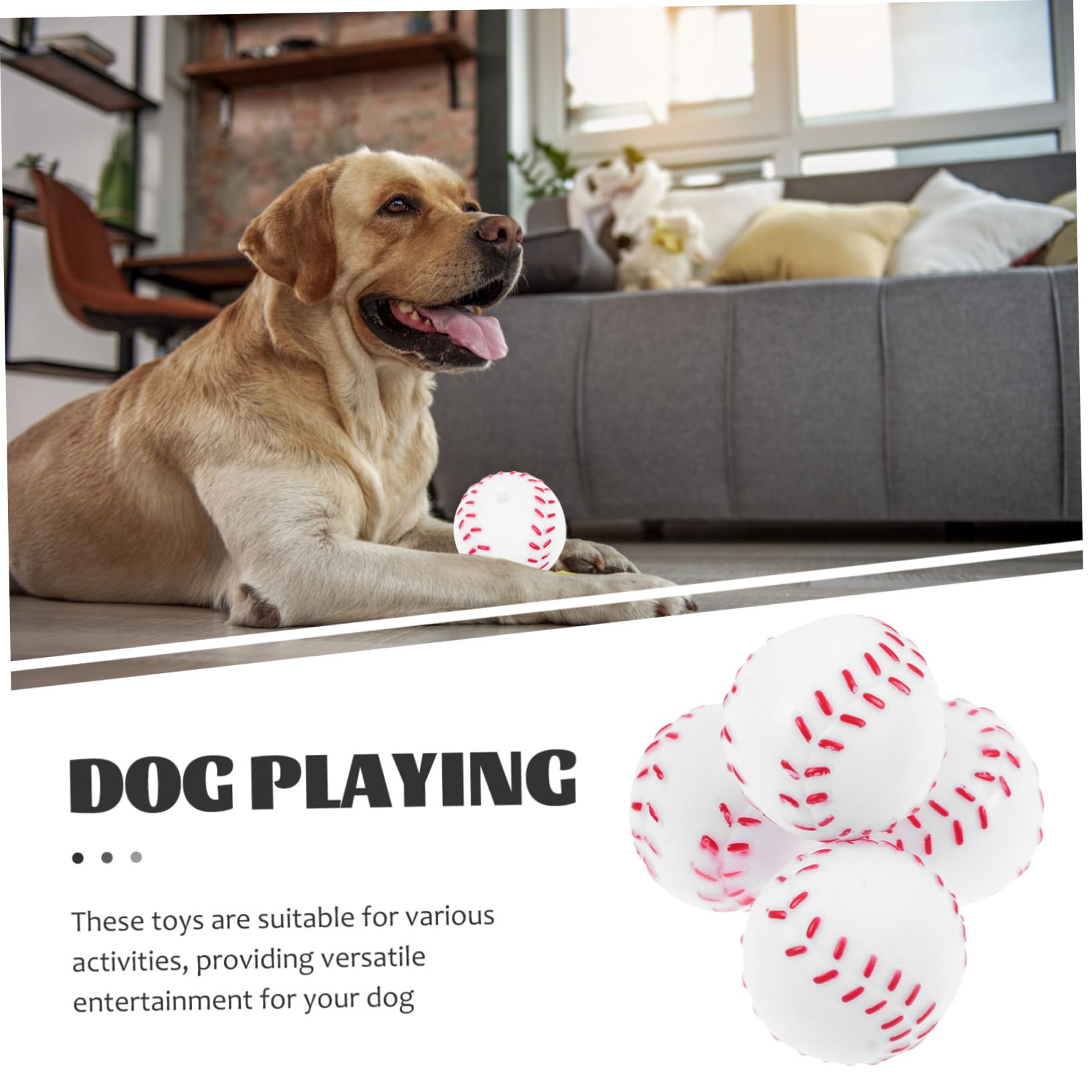 INOOMP 5 Sätze Hundespielzeug Zähne Sound Spielzeug Interaktives Hundetennisspielzeug Welpen Zahnen Haustier Hund Interaktives Hunde-apportieren 4 Stück * 5