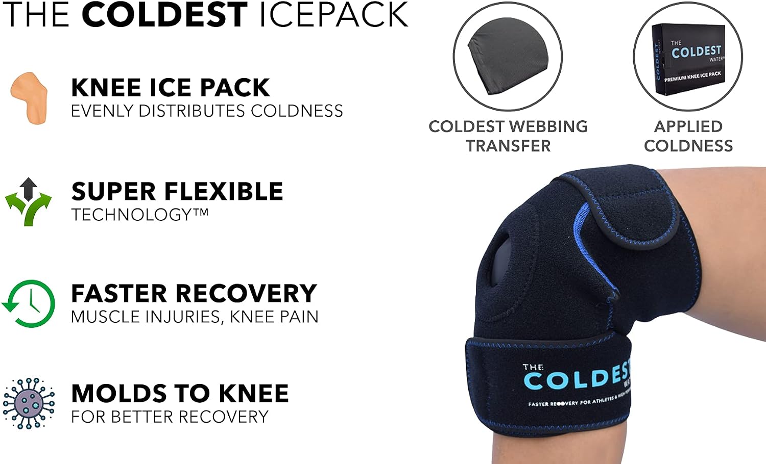 Limited Stock The Coldest Knee Ice Pack Wrap, Hot and Cold Therapy - Reusable Compression Best for Meniscus Tear, Injury Recovery, Bursitis Pain Recovery, Sprains, Swelling and Rheumatoid Arthritis (Knee Ice Pack)