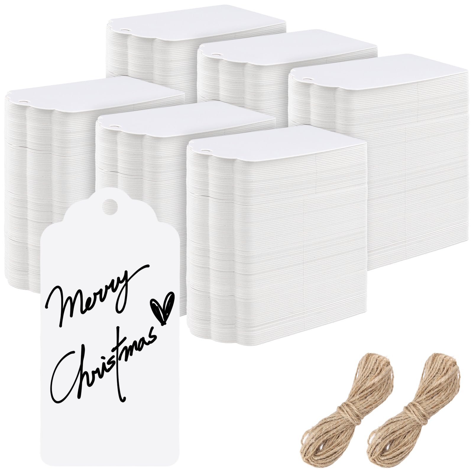 MUKCHAP 600PCS 9 x 4.5cm White Gift Tags, Kraft Paper Tags with String, Blank Paper Price Labels Tag for Wedding Gift Favors, Home Decorations