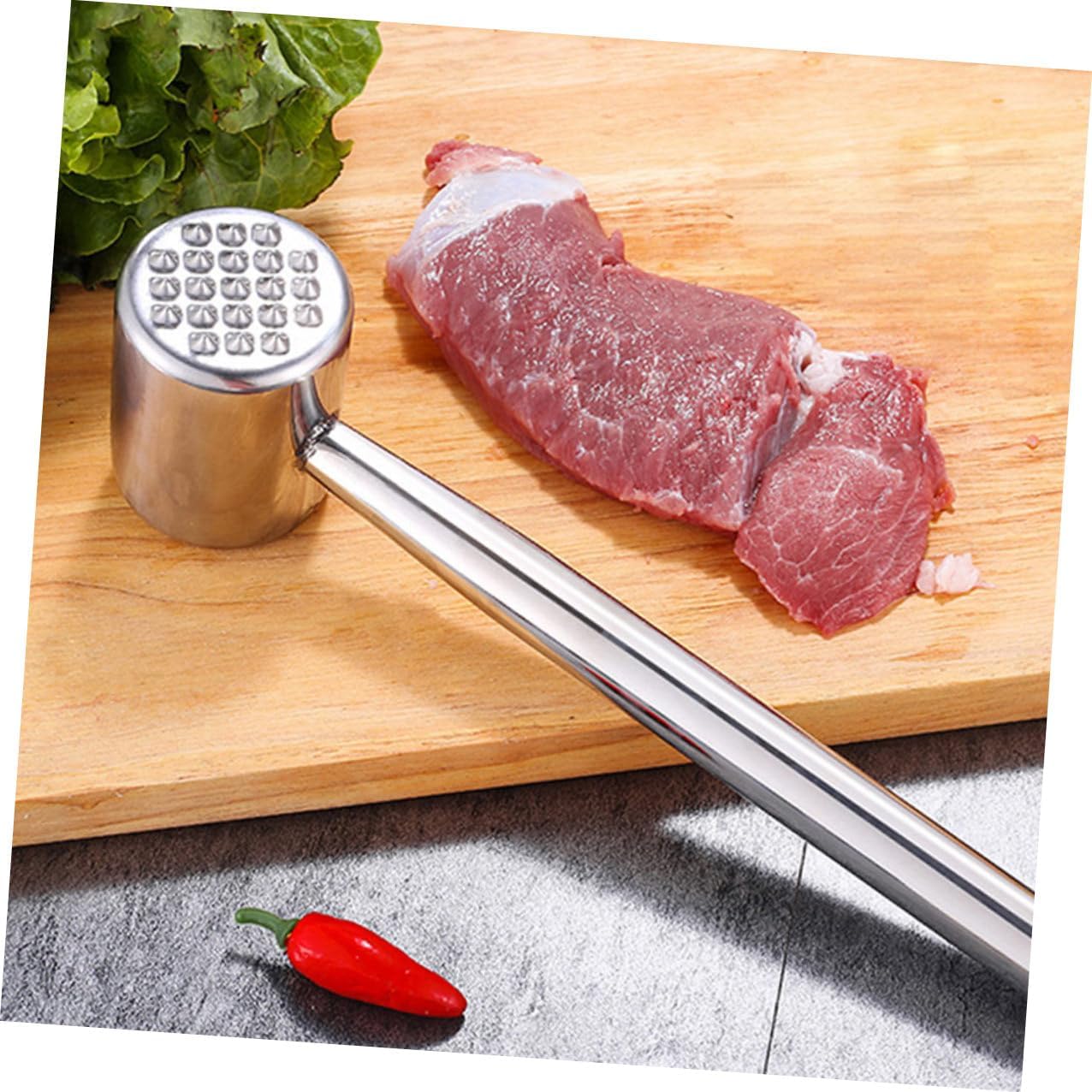 2pcs Stainless Steel Meat Tenderizer Hammer Mallet Set for Home Kitchen Beef Pork Steak Pounder Sturdy Cooking Tool