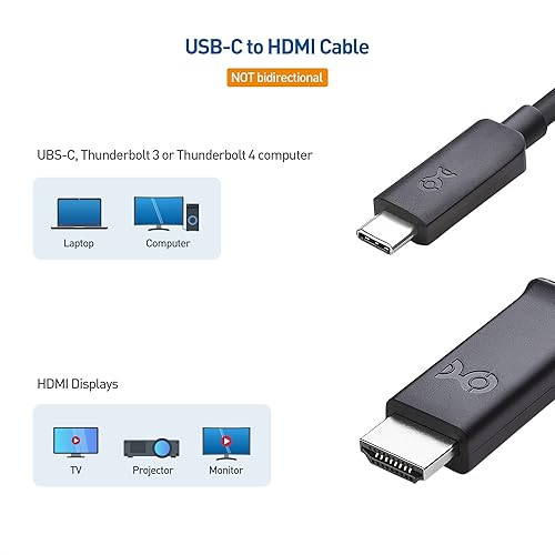 Miniatura 4 de Cable Matters Cable largo USB C a HDMI, compatible con 4K 60Hz (cable USB-C a HDMI) en negro de 10 pies - Thunderbolt 4  USB4 compatible con iPhone