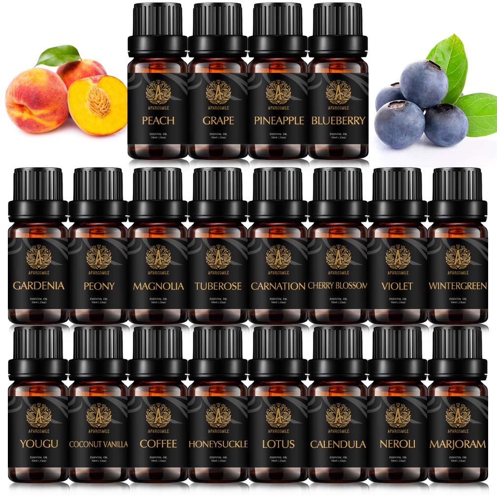 100% reines Neroli Ätherisches Öl Set für Diffusoren,e Carnation ätherisches Öl-Set für Luftbefeuchter,20x10ml Aromatherapie-violette ätherische Öle Set-Pfingstrosenöle...für zu Hause