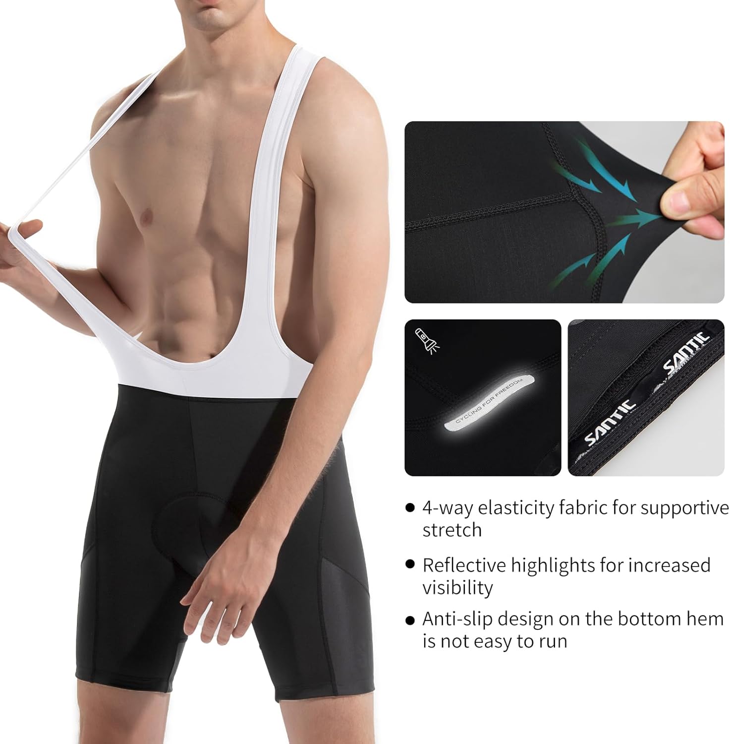 Santic Men's Cycling Bib Shorts 4D Padded Breathable Road Bike Cycling Bibs Biking Bicycle Gel Long Travel - Image 2