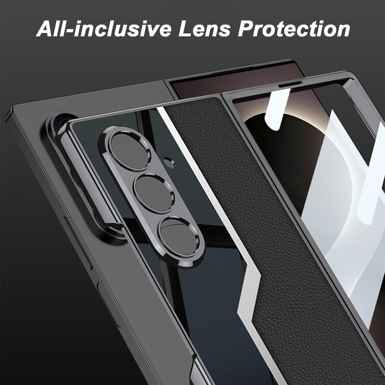 Funda Delgada For Samsung Galaxy Z Fold 8 Ultra, Textura De Fibra De Carbono Empresarial, Lente Todo Incluido, Protección De Pantalla De Vidrio Templado, Cubierta De Cuero Galvanizado