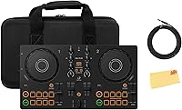 Vista 1 de Pioneer DJ AlphaTheta DDJ-FLX2 Paquete de controlador DJ compacto de 2 canales con estuche, cable para instrumentos y paño de pulido Austin Bazaar