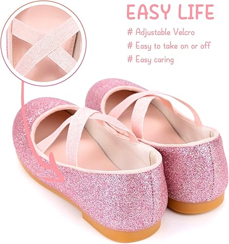 Miniatura 5 de Zapatos planos de ballet de princesa con purpurina para niñas, zapatos de vestir para niña, zapatos de vestir para niña, zapatos de princesa de boda
