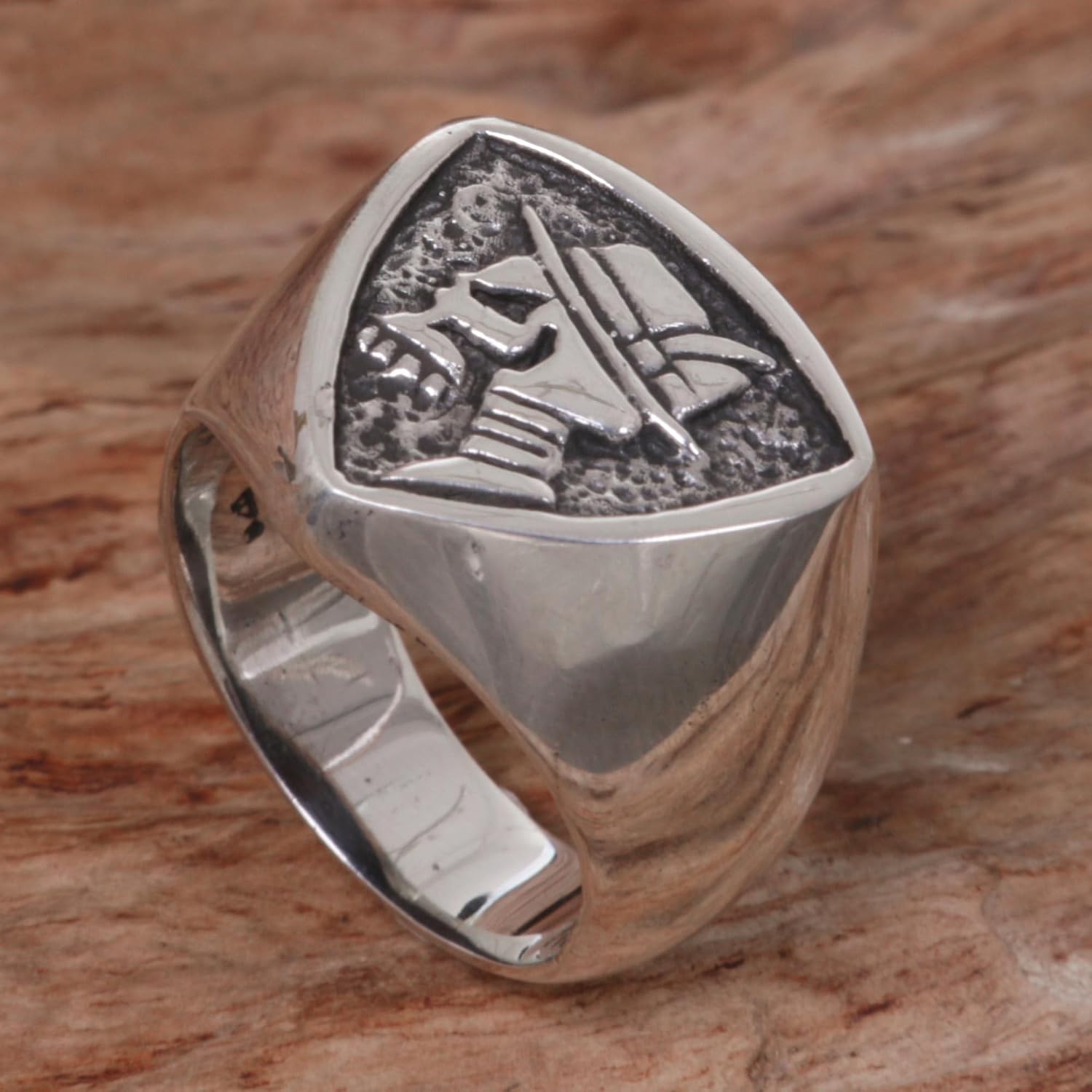 NOVICA Artisan Handmade Men's .925 Sterling Silver Signet Ring Skull from Indonesia Halloween Day of The Dead 'Dapper Skull'