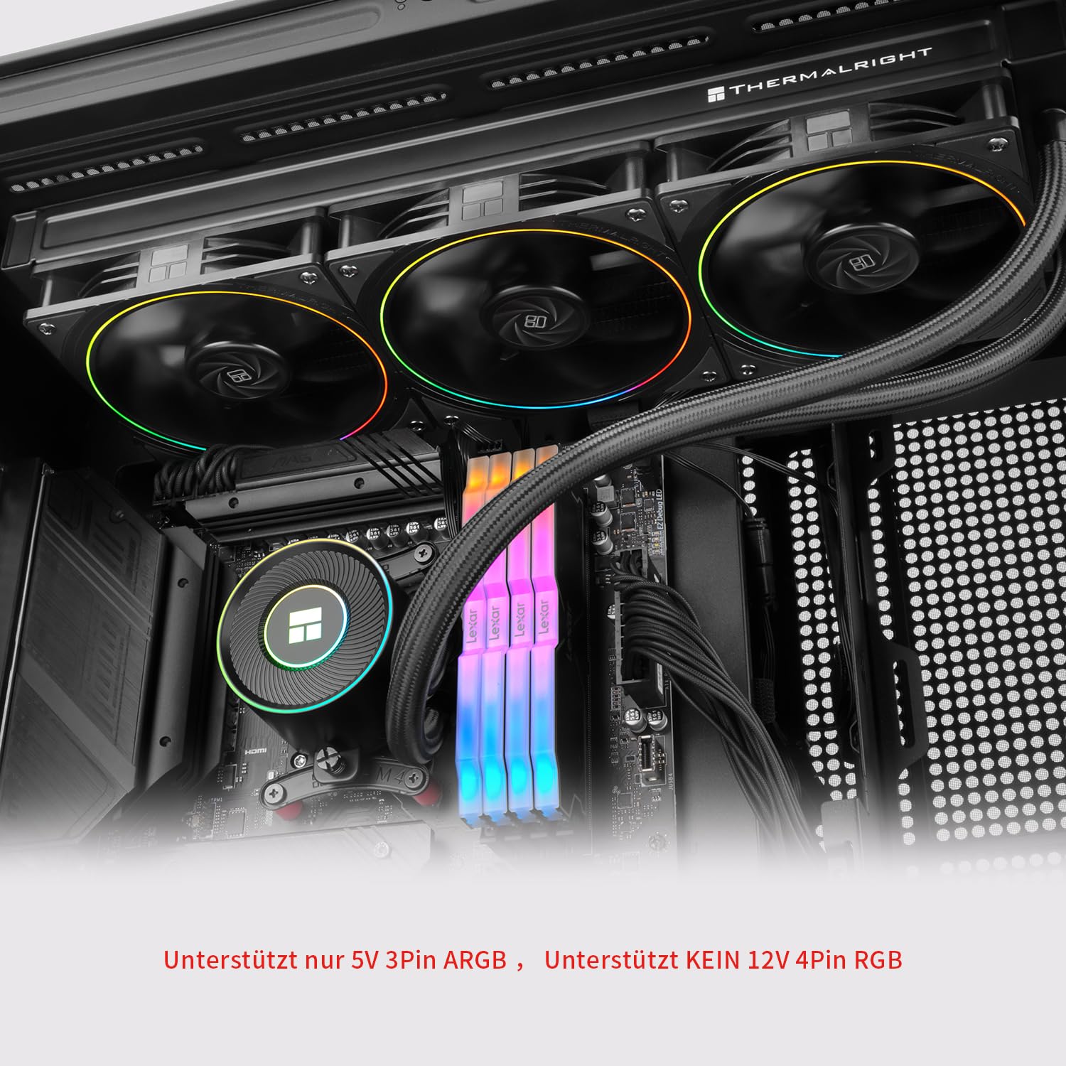 TR Aqua Elite 360 V5 ARGB Black płynny procesor chłodzący – 360 mm AIO, 3 wentylatory PWM, efekt oświetlenia ARGB, do AM4/AM5, Intel LGA1851/1700/115x, czarna chłodnica wody CPU