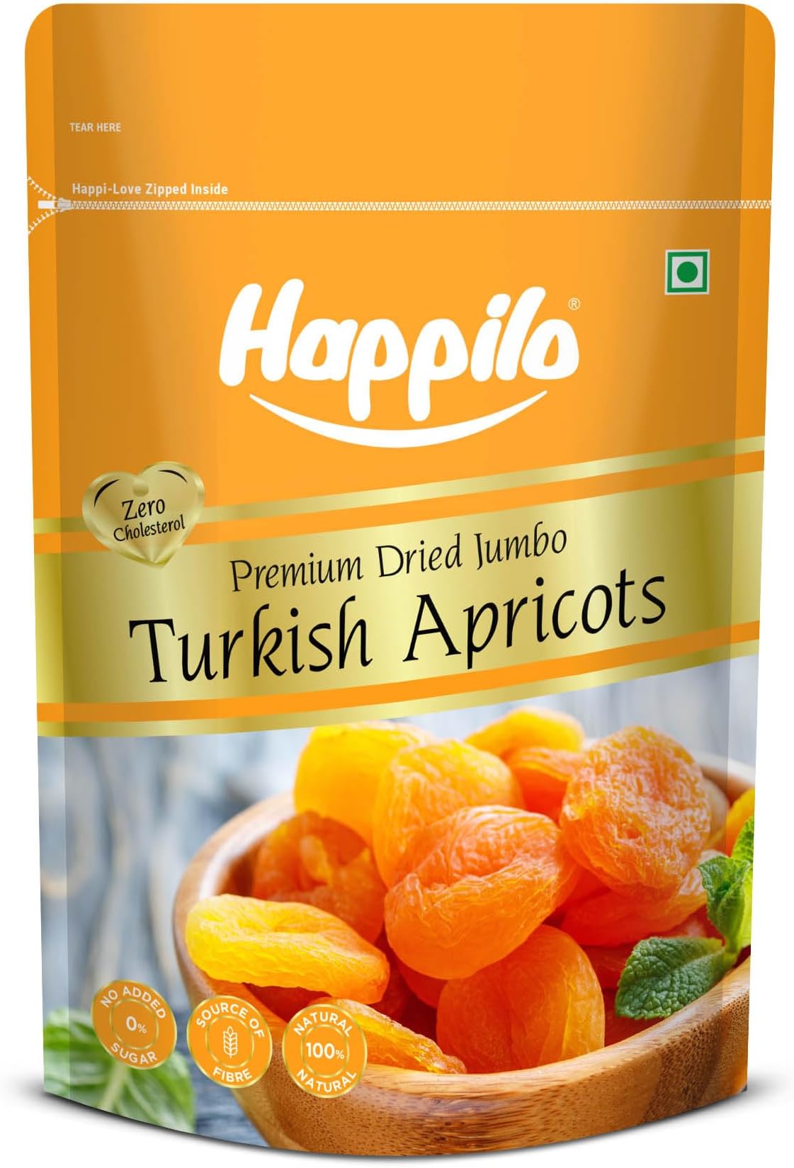 Happilo Dried Premium Turkish Apricot 200g | Healthy Snacks, Dry Fruits | Exotics Apricots Dry Fruits, Seedless Apricots, Jardalu | Naturally Source