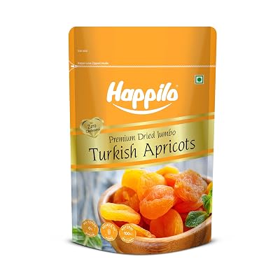 Happilo Dried Premium Turkish Apricot 200g|Healthy Snacks, Dry Fruits|Exotics Apricots Dry Fruits, Seedless Apricots, Ja