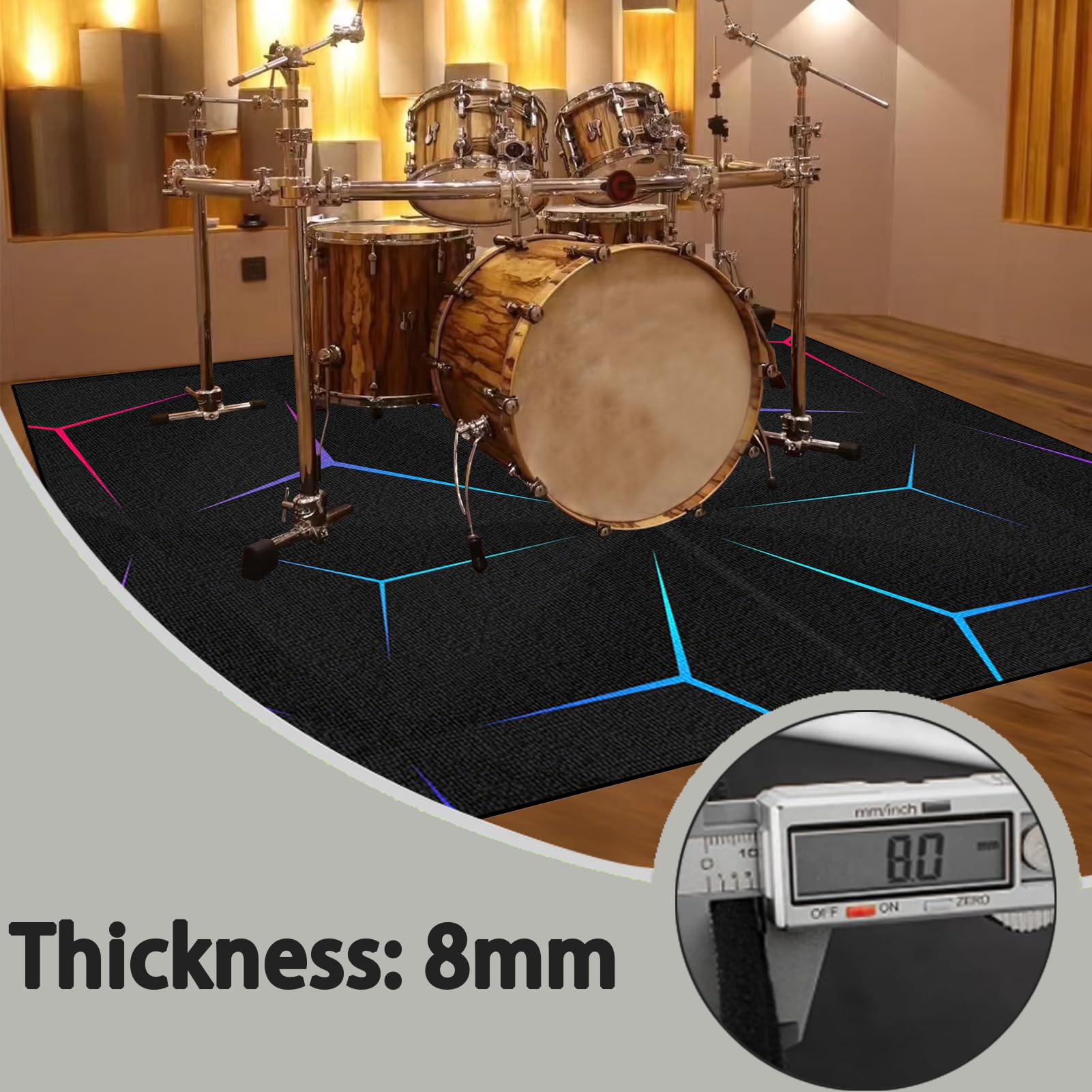 Mata do perkusji akustycznej dźwiękoszczelna mata bębnowa antypoślizgowa mata dźwiękochłonna do baterii elektronicznych akcesoria perkusyjne instrumenty muzyczne mata podłogowa 180 x 140 cm