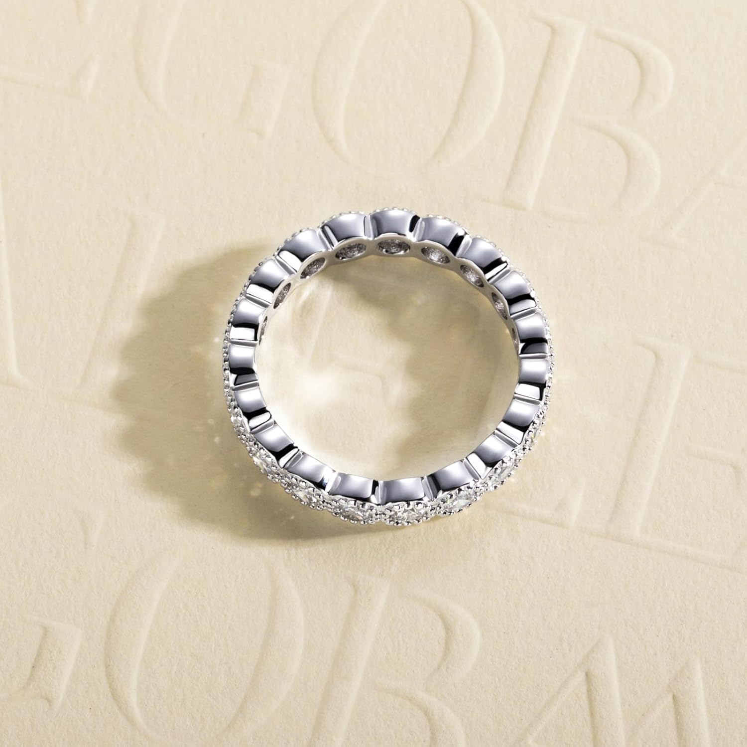 Cubic Zirconia Eternity Rings Round Cut/Emerald Cut Wedding Bands 5A Grade D Color CZ Stacking Band Engagement Promise Rings for Women