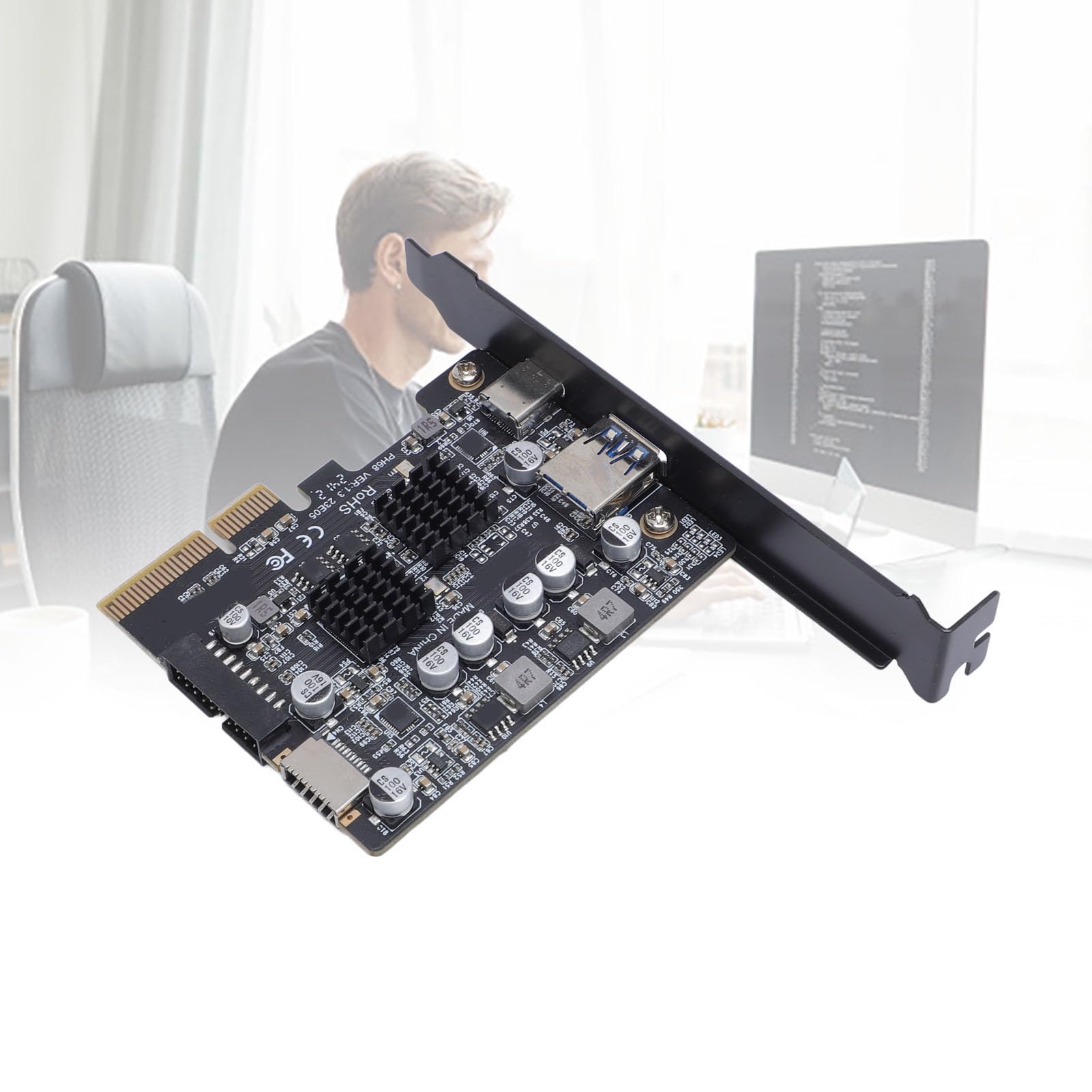 Yosoo Health Gear Scheda di Espansione PCIe A USB 3.2 PCB Scheda di Espansione USB PCI Express 3.0 10 Gbps con A Tipo C Tipo E 19 Pin 20 Pin per Aggiornamento PC Desktop Ed del Pannello Frontale