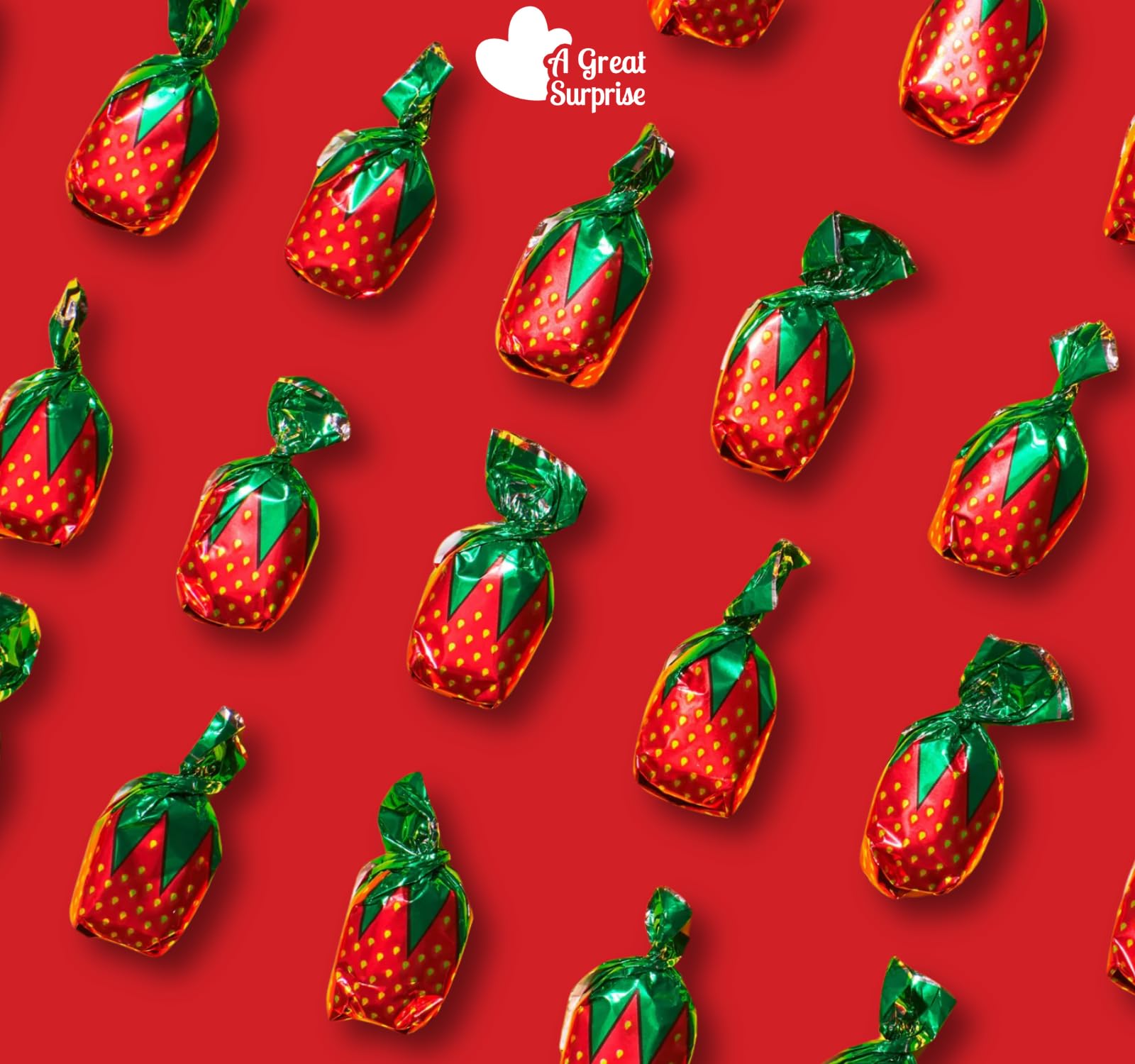 Strawberry Hard Candy - 6 Pounds - Strawberry Filled Bon Bons Bulk - Individually Wrapped Candy for Office