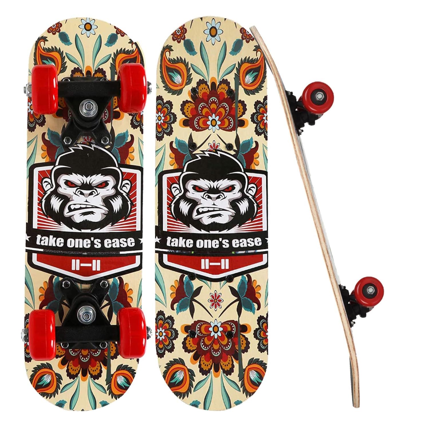 Strauss Kids Skateboard | 17 X 5 Inches Maple Wood Skateboard with PU Wheels for Kids Upto 5 Years | Suitable for Boys and Girls | Ideal for Beginners,Learners and Training Purpose, (Chimps) (B07QKMB7DY) Amazon Price History, Amazon Price Tracker