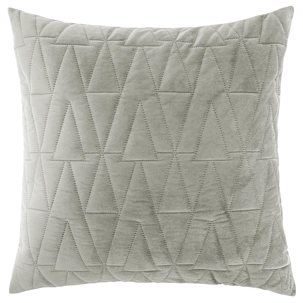 Red Rainbow Cushion Cover 3D Triangles Quilted Velvet Geometric Scandinavian Design 18 inch 45 cm Square (Grey)