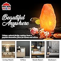Vista 6 de WBM Salt Lamp - USB Himalayan Salt Lamp with Touch Dimmer Control, Natural Pink Crystal, 5-7 lbs, Wooden Base, LED Bulb, Room Decor, Home Decor