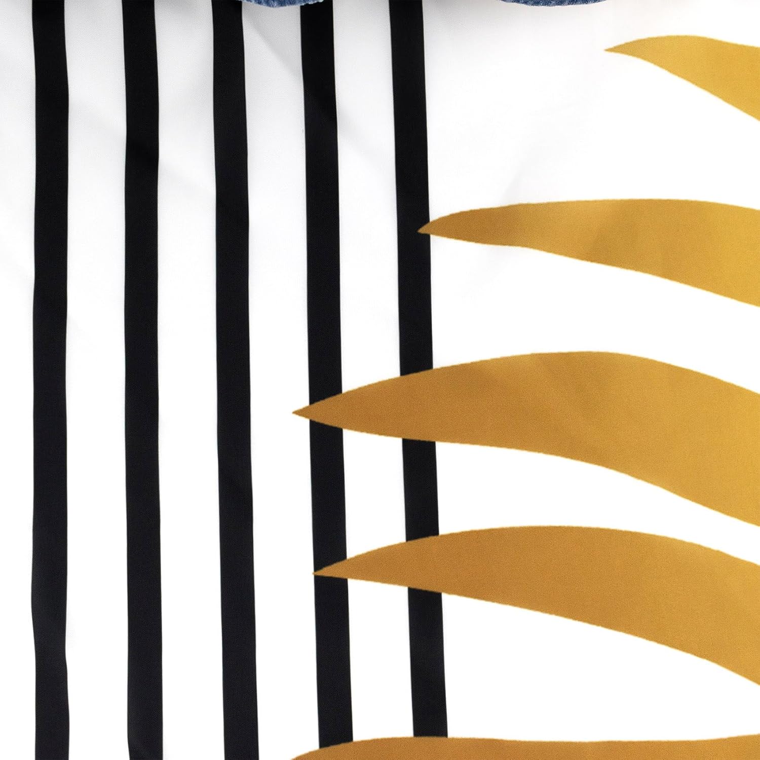 HVEST Mid Century Modern Shower Curtain for Bathroom, Boho Abstract Geometric Black and Gold Leaf on White Shower Curtain with Hooks Bathroom Decor Accessories,72L X 60W inches