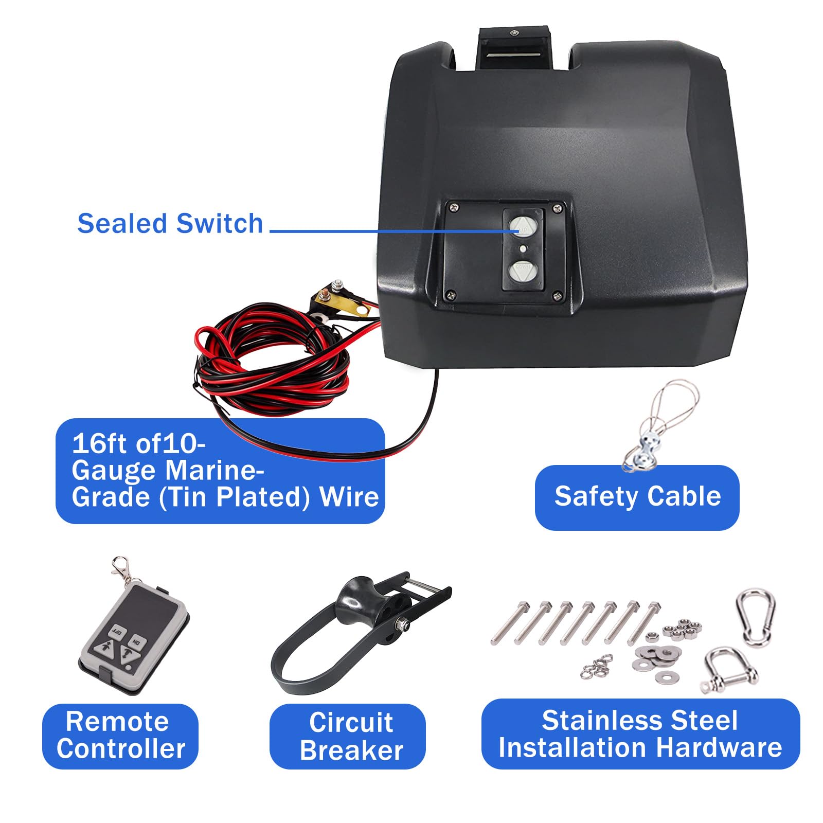 NEWMAIX 12V Up to 35 LBS Electric Marine Anchor Winch, Saltwater