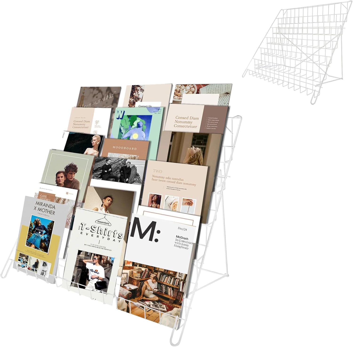 6 Tier Wire Magazine Rack - Comic Book Rack Wide Wire Tabletop Display for Exhibitions Office Table Top Book Brochure Literature Comic Greeting Card Shelf Holder Stand