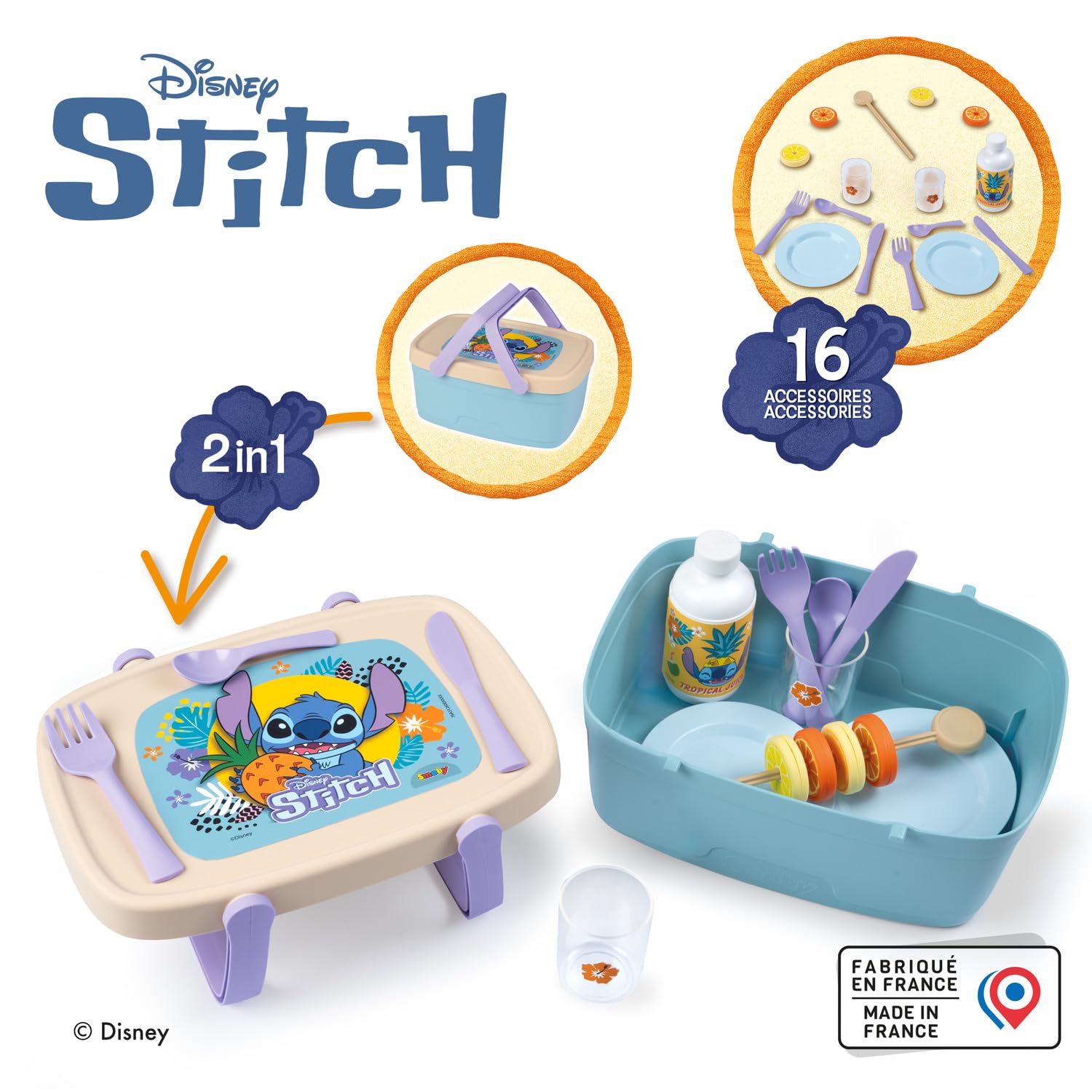 Smoby - Panier Pique Nique Disney Princesses 2 en 1 - Se Transforme en Table d'Appoint - 14 Accessoires Inclus - A Partir de 3 Ans - Fabrication Smoby - Panier Pique Nique Disney Princesses 2 en 1 - Se Transforme en Table d'Appoint - 14 Accessoires Inclus - A Partir de 3 Ans - Fabrication