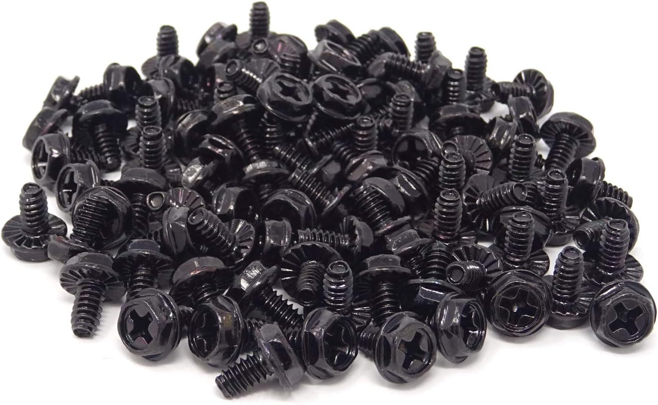 Honbay 100PCS 6#-32x6 Hex Phillips Head Replacement PC Computer Case Mounting Screws Fastener for Building Repairing and Maintaining Computer Systems (Black Zinc)