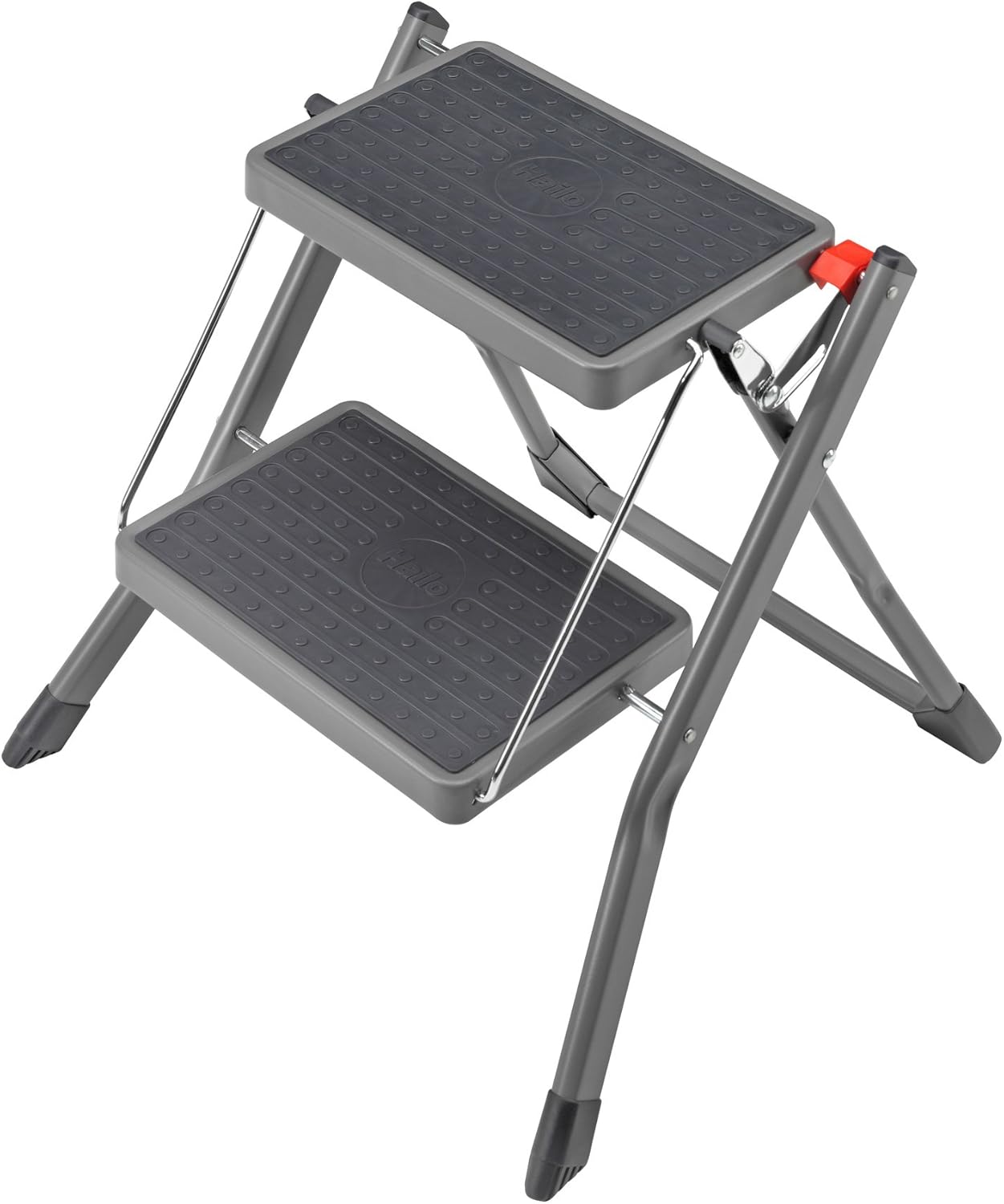Hailo 4310-171 Mini Small and Compact Folding Steps, 2 Large Steps with Non-Slip mats, 150 kg Capacity