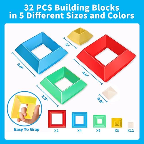 Miniatura 6 de Juguetes Montessori para niños de 2, 3, 4, 5 años, bloques de construcción para niños pequeños de 1 a 3 años, 32 piezas de bloques apilables