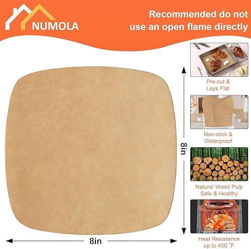 Miniatura 2 de Forros para freidora de aire, hojas de papel pergamino desechables, forro de papel de hornear sin blanquear de 8 pulgadas para asar a la parrilla,
