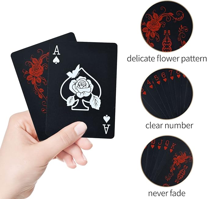 Joyoldelf Naipes Impermeables PVC con Estampado Floral - Mazo de Póker miniatura 5