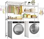 Ulif U6 Sac de séchage pour vêtements, 5-Tier Au-dessus de la laveuse et du sécheuse rangement et organisateur de salle, lourd-duty Space Sauveur, 65.3" W x 13.4" D x 77.5" H, blanc