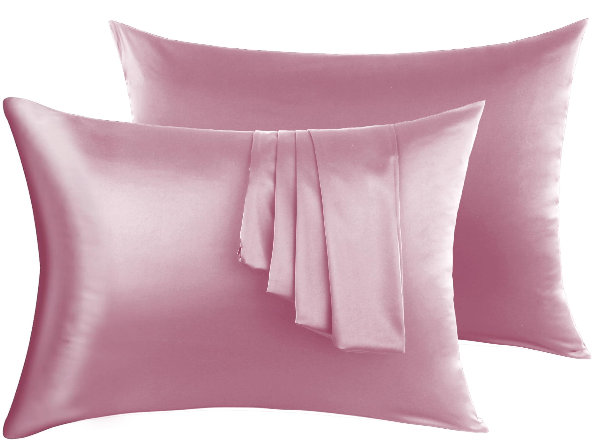 Victivic 100% Silk Pillow Cases 2 Pack, Mulberry Silk Pillowcase for Hair and Skin with Hidden Zipper, Soft Breathable Smooth Cooling Silk Pillowcase for Sleeping Women (Dirty Pink, Queen)