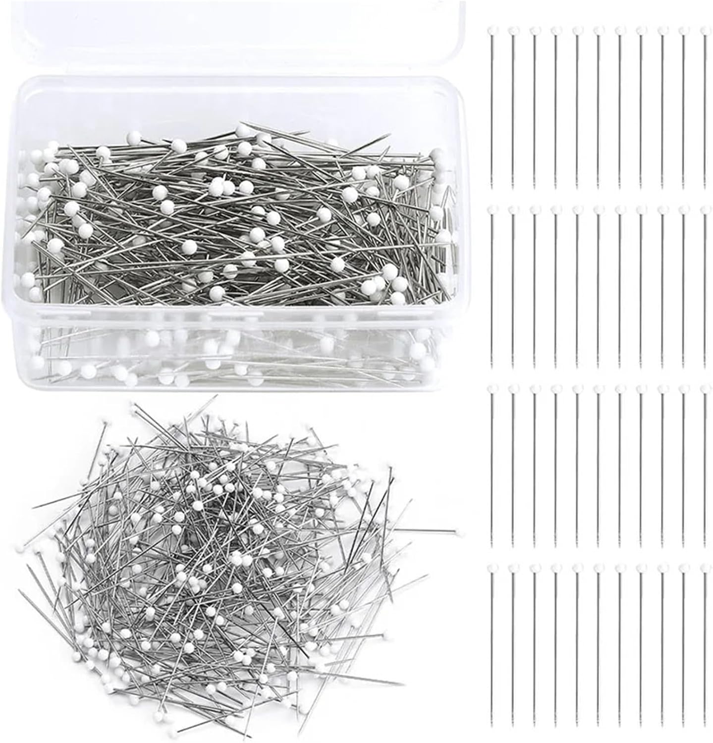 Sewing Pins 3000pcs Straight Pins for Fabric Pearlized Ball Head Quilting Pins for Dressmaker Jewelry DIY Decoration for Dressmaker(3000pcs White)