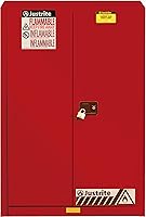 Vista 25 de Justrite Gabinete de almacenamiento inflamable de cierre automático de 30 galones, acero de calibre 18, 1 estante, gabinete contra incendios de 2