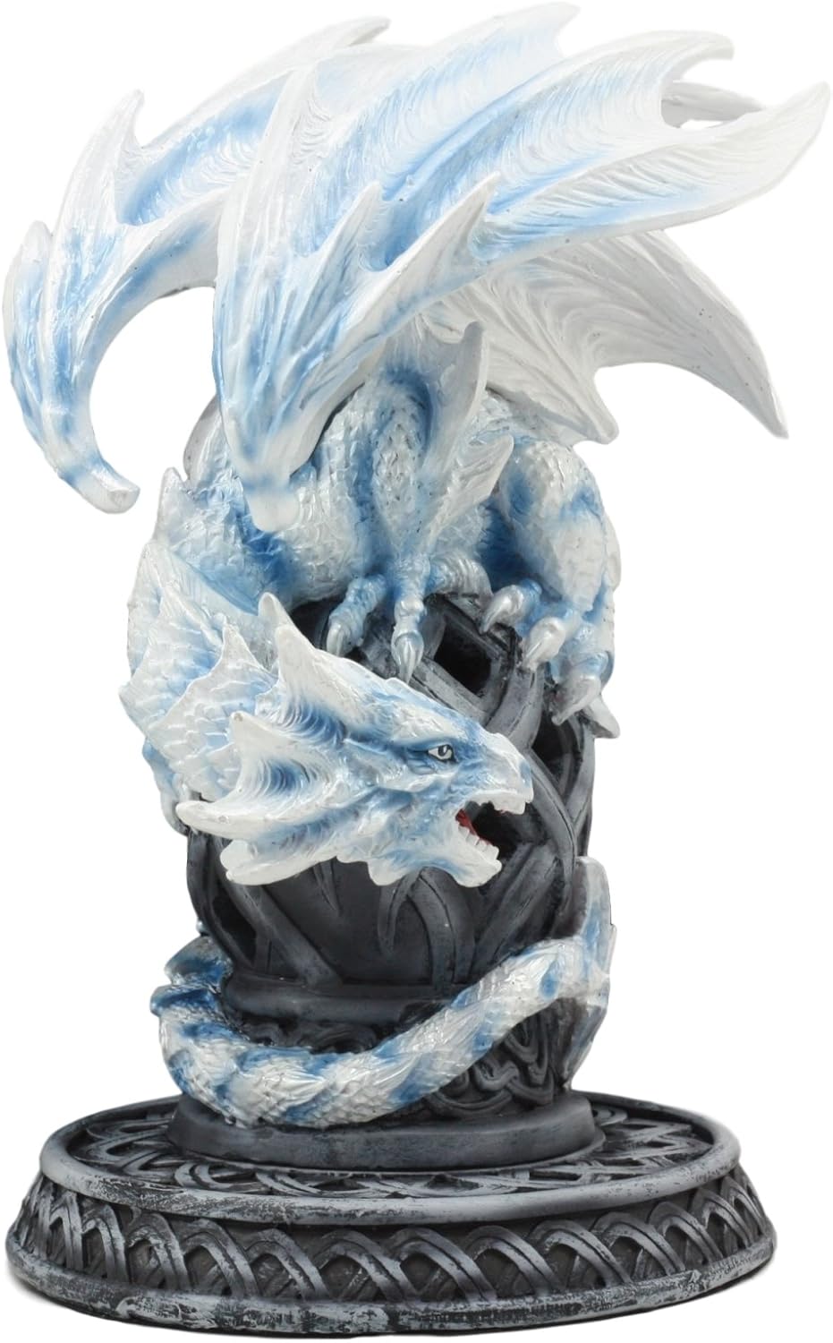 Gifts & Decor Ebros Guardian of Celtic Tomb White Icycle Dragon Backflow Cone Incense Holder Statue 8.5" Tall Fantasy Icelandic Dungeons and Dragons LED Tea Light Candle Holder Figurine