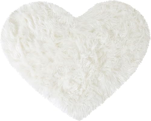 uxcell Alfombras en forma de corazón para dormitorio, pequeña alfombra estética para niñas, bonita alfombra de espejo peluda, alfombra peluda pastel