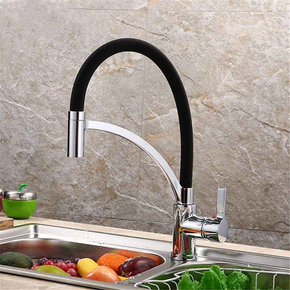 Robinet de cuisine à ressort mitigeur eau chaude évier orientable multi-cuves - 5