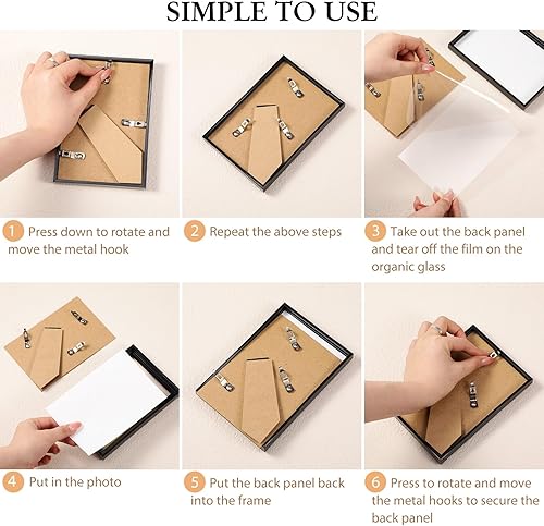 Miniatura 7 de Redbaker 24 marcos de fotos negros a granel, para montaje en pared, mesa, hogar, oficina, decoración (3.5 x 5 pulgadas)