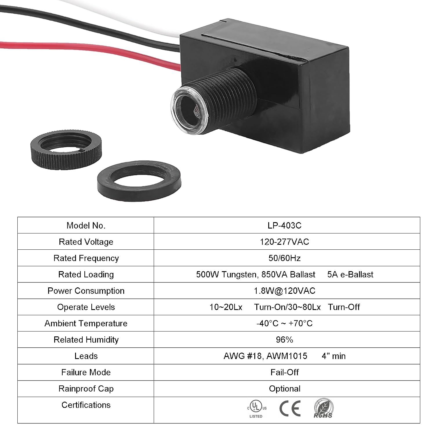 1 Pack Outdoor Photocell Light Sensor,Dusk to Dawn Photo Control Sensor,Auto on Off Hard-Wired Post Eye Light Control,Photoelectric Switch Sensor for Lighting Fixtures