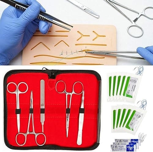 Kit de práctica de sutura para entrenamiento de suturas, aguja de estudiante médico, hilo, heridas precortadas para educación, emergencia de