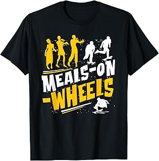 Meals-on-Wheels Funny zombie and Skateboarder Graphic T-Shirt