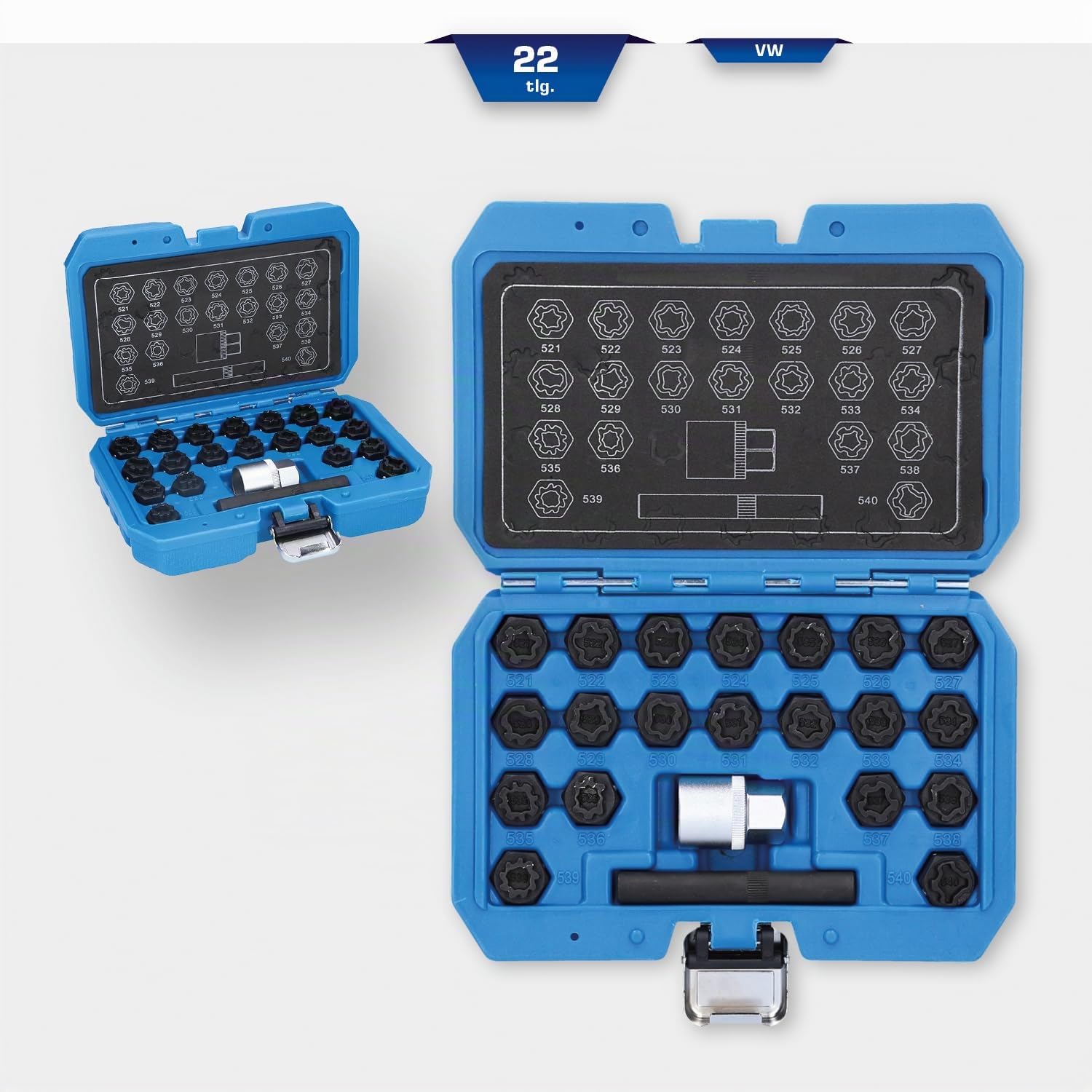BRILLIANT TOOLS BT691390 Surtido de tornillos antirrobo para llantas para VW, 22 pzs [Powered by KS TOOLS]