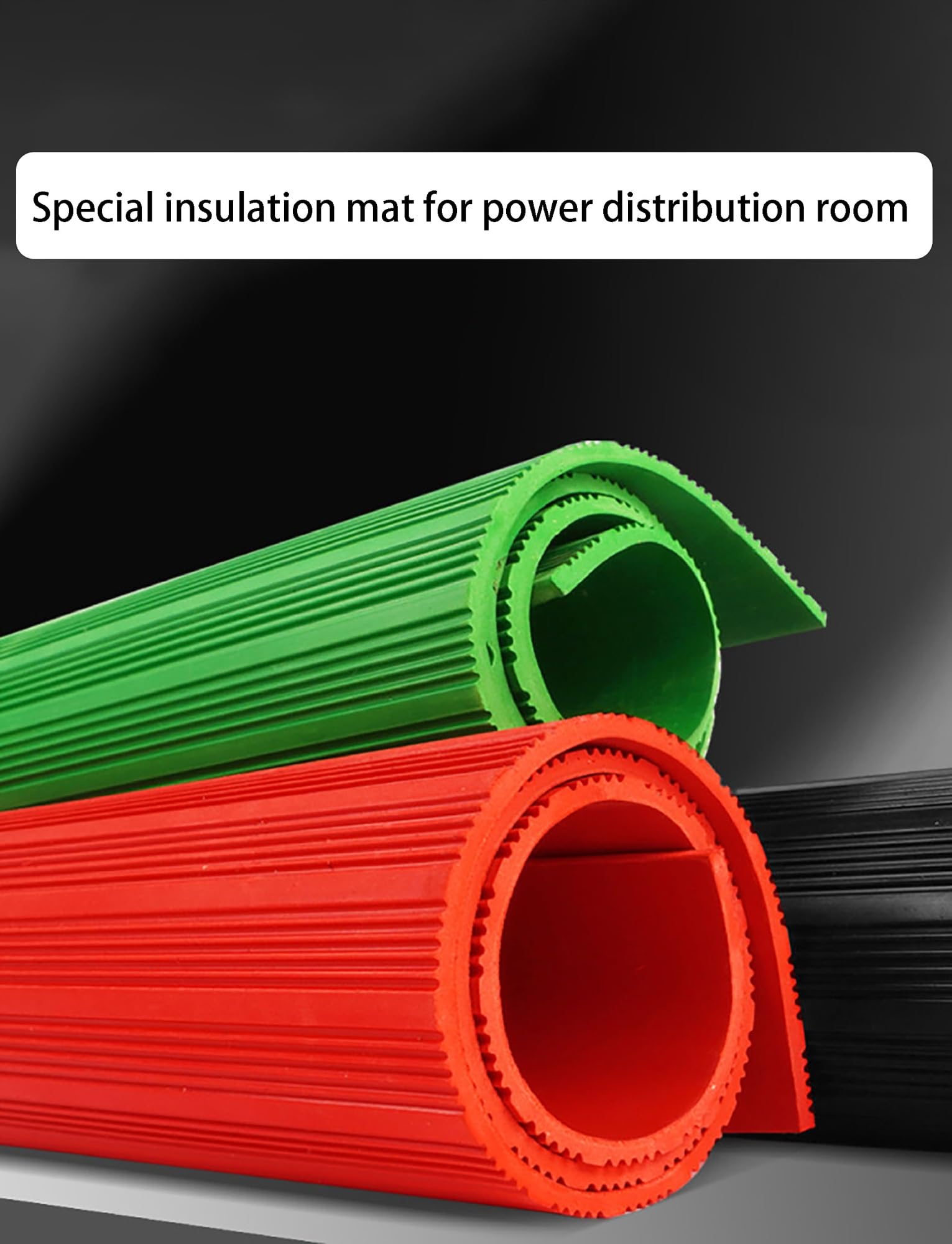 3mm 6kv & 5mm 10kv Matte, rutschfeste Gummimatte Schaltanlage, Elektroraum | Streifengriff, Zuschnitt (1/5Meter), Öl- & Wasserabweisend für Labore, Kraftwerke, Außenbereiche(Green,3mm-100x100cm)