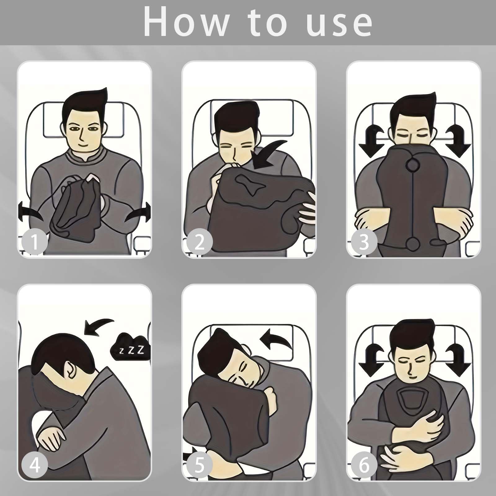 Cuscino da viaggio portatile, Cuscino cervicale per aereo, Cuscino da viaggio ergonomico, Cuscino da viaggio Supporto poggiatesta, cuscino da campeggio per ufficio, escursionismo all'aperto