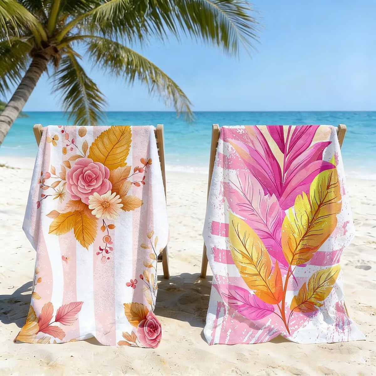 Toalla Playa 80x160 cm, Toalla Gimnasio Microfibra Secado Rapido, Juego de 2 Antiarena Toallas de Playa, Ligera Compacta Toallas Microfibra Grande para Viaje, Regalo Hombre Regalo Mujer (Rosa) -4215