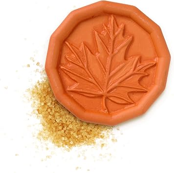 JBK Pottery Terracotta Brown Sugar Saver Handmade Terra Cotta Sugar Keeper with Decorative Discs Food-Safe Brown Sugar Keeper, Made in the USA - Maple Leaf