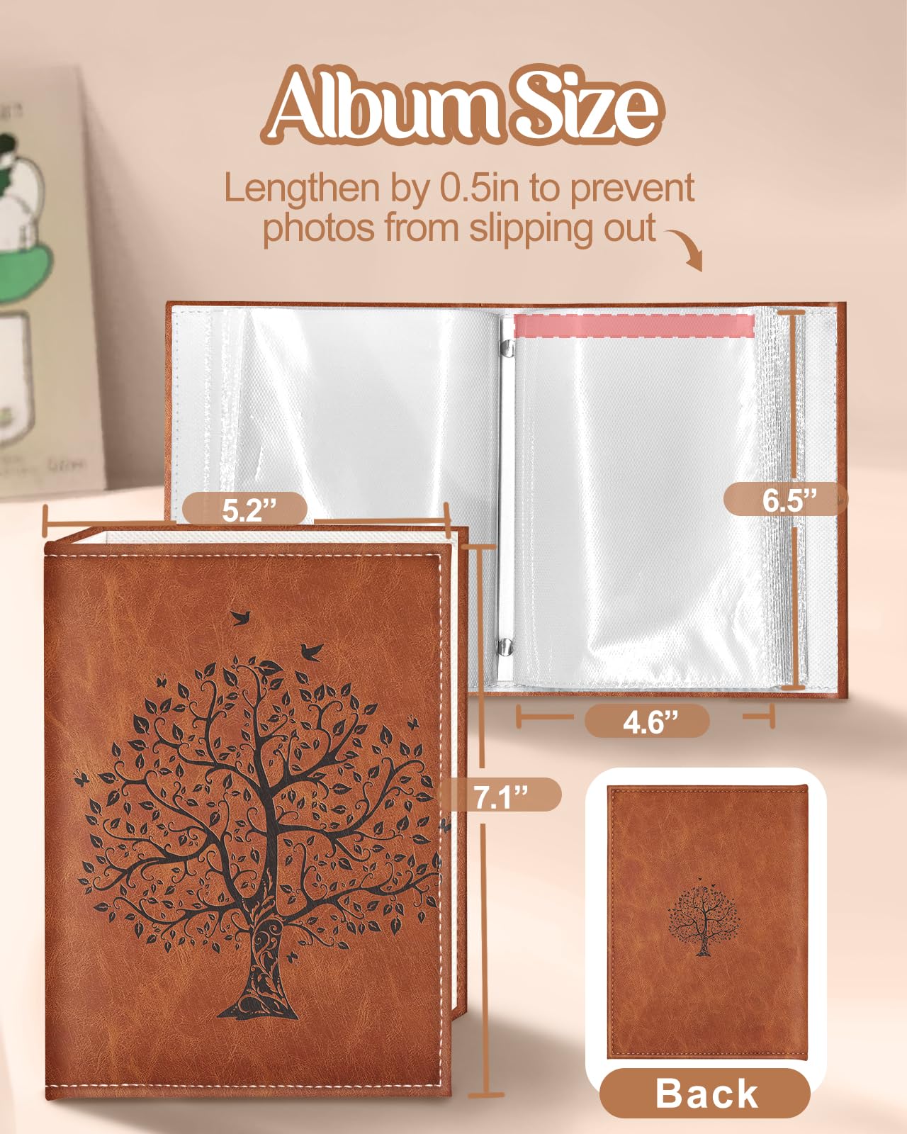 Slohif Skórzany album na zdjęcia 10 x 15 cm, mała książka pamiątkowa, dla rodziny, na ślub, kartki pocztowe, 100 kieszeni, spersonalizowana książka fotograficzna dla par, zaręczyny, podróż, wakacje
