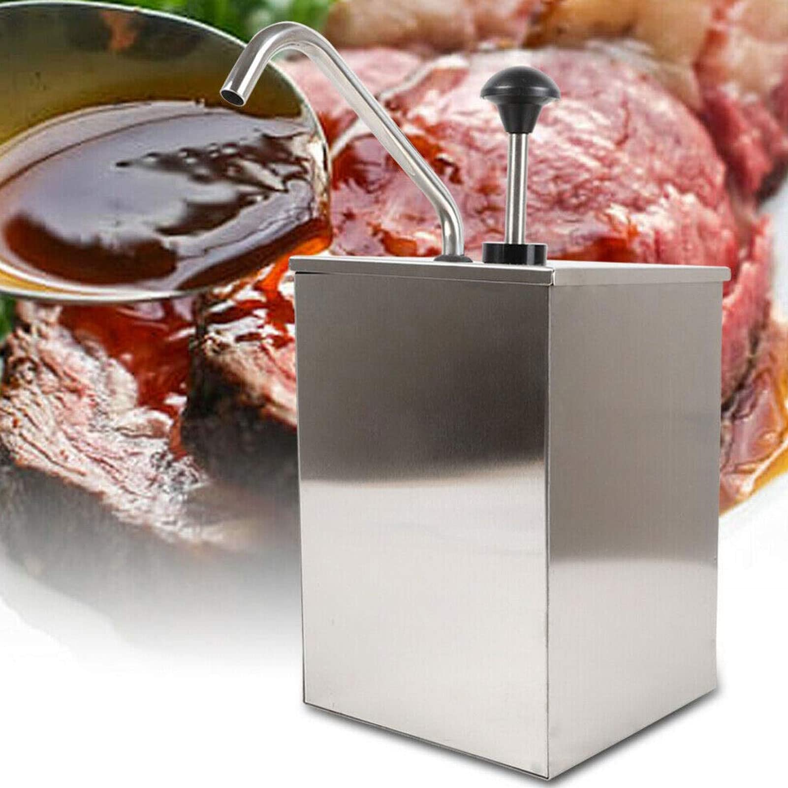 Generic Station de Distribution de Pompe à Condiments 4L, Facile à Nettoyer, Pompe à Sirop à Pression Manuelle pour Sauces avec Matériau en Acier Inoxydable de qualité Alimentaire