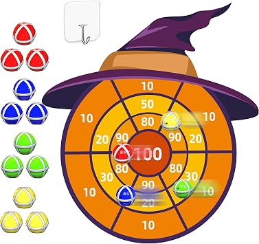 Halloween Decorations - 76cm Large Halloween Decorations Outdoor Indoor for Kids Age 3-10 Halloween Witch Dartboard with 12 Sticky Balls for Boys Girls Party Games
